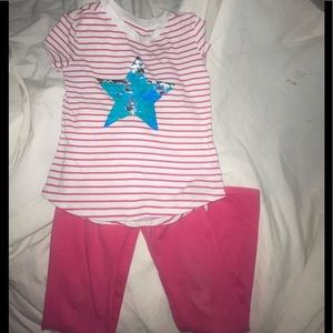 Pink stripped flip sequence star ((size 5))- - pink leggings ((size 5))